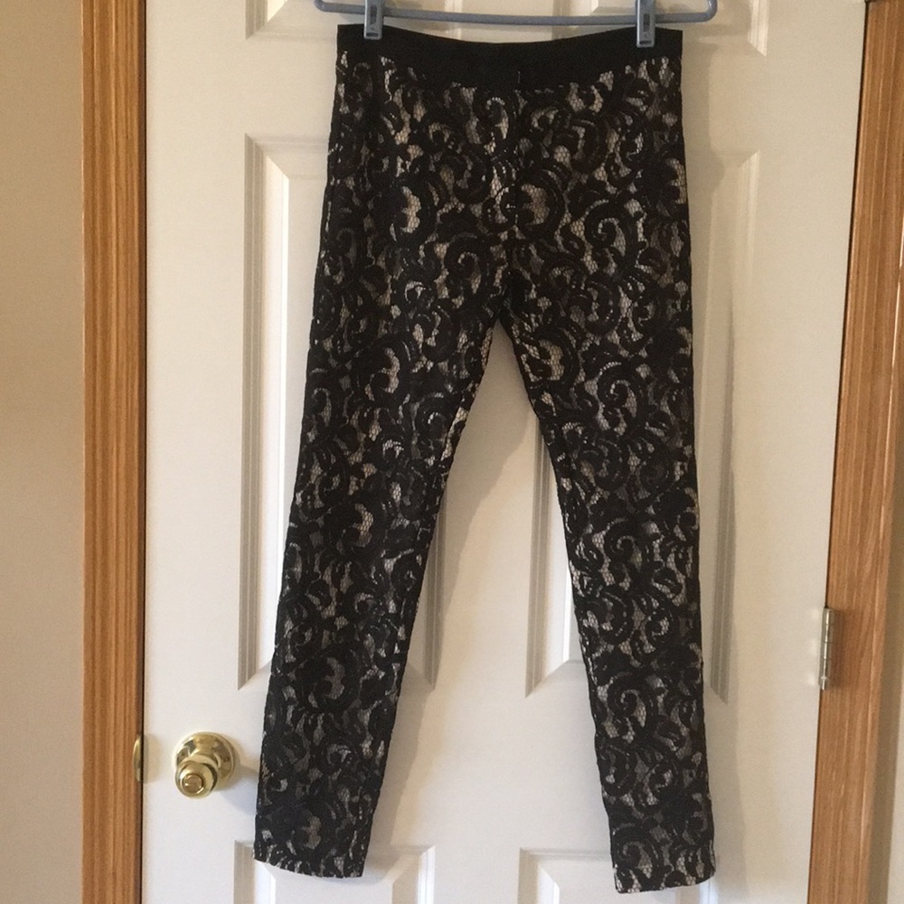 Black lace skinny pants